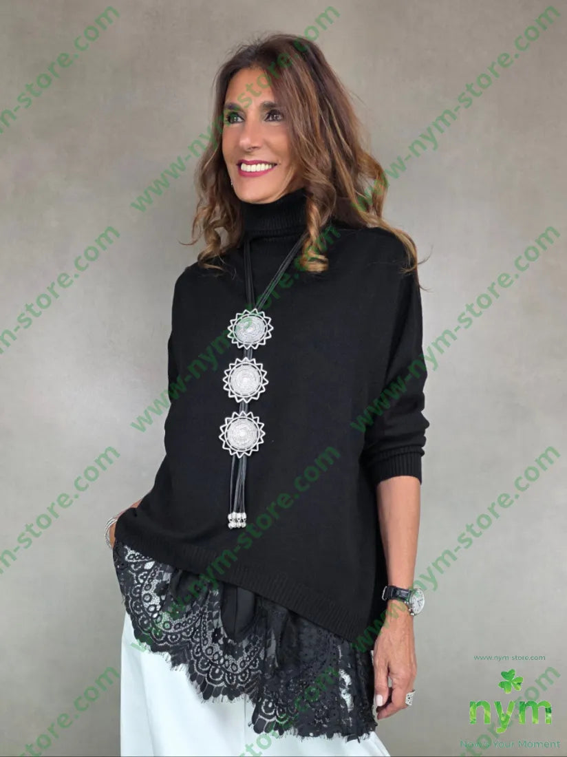 dolcevita piu corta davanti 50vi27pl23pa U / NERO / AI25 MAGLIA