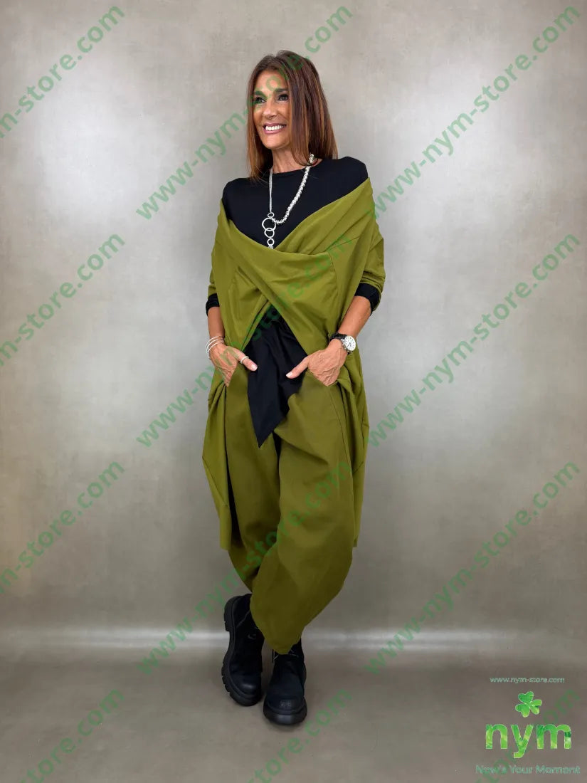 felpa lunga aperta con incrocio 100co - U / OLIO / AI26 - MAGLIA