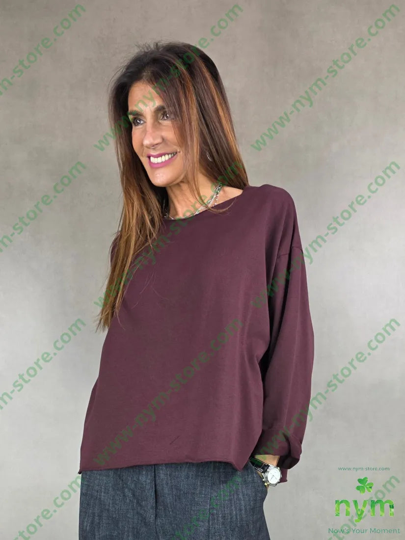 felpa tagliata a vivo 95co5ea U / BORDO / AI25 MAGLIA