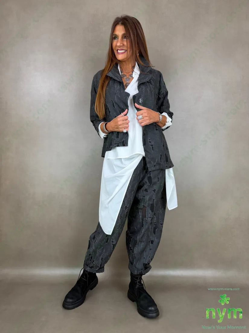Giacca asimmetrica inserti tulle - GIACCA