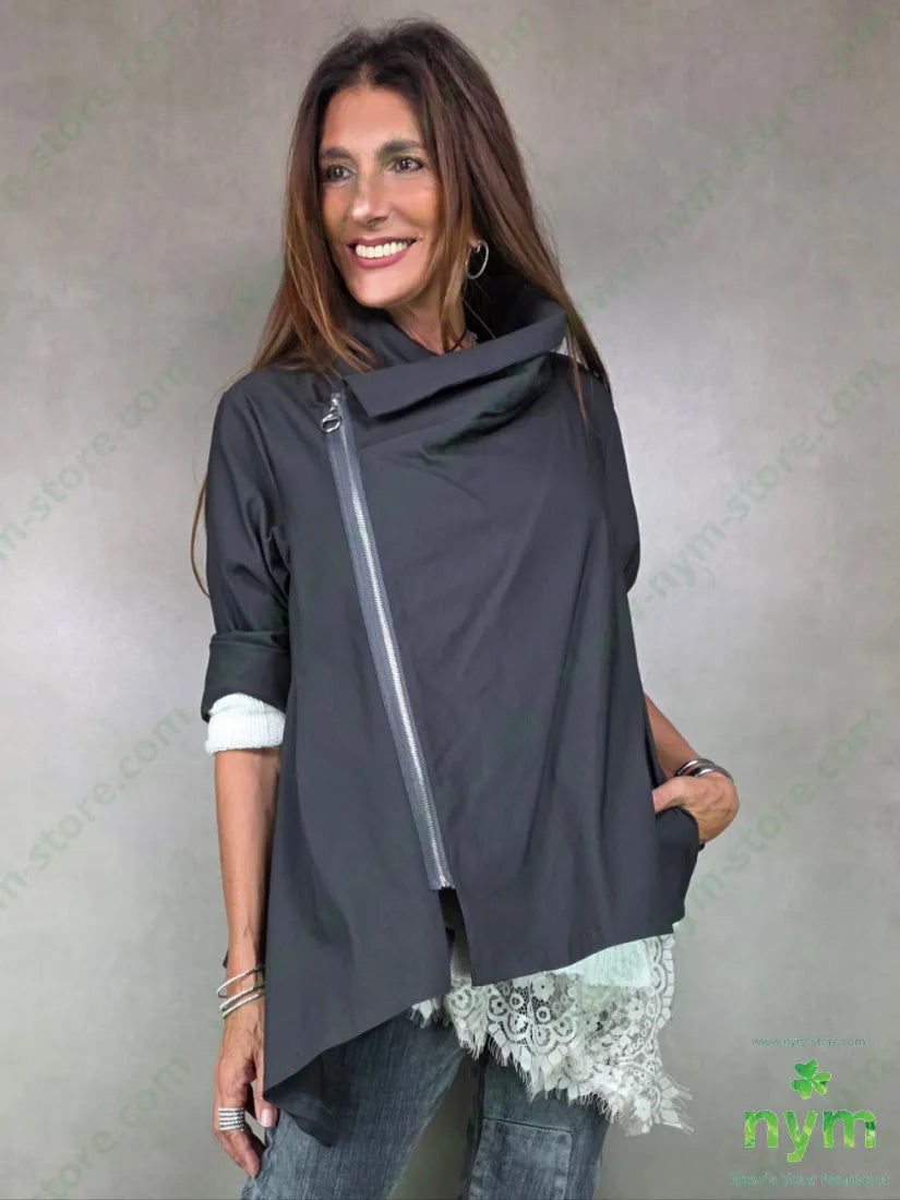 giacca bengalina zip 79vi19ny2ea U / ANTRACITE / AI25 GIACCA