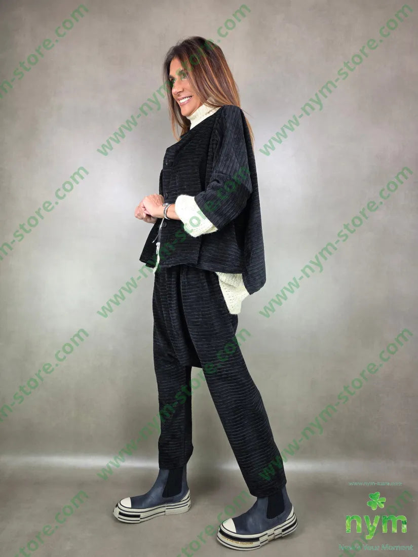 giacca ciniglia millerighe 45pl33vi18co4ea U / NERO / AI25 GIACCA