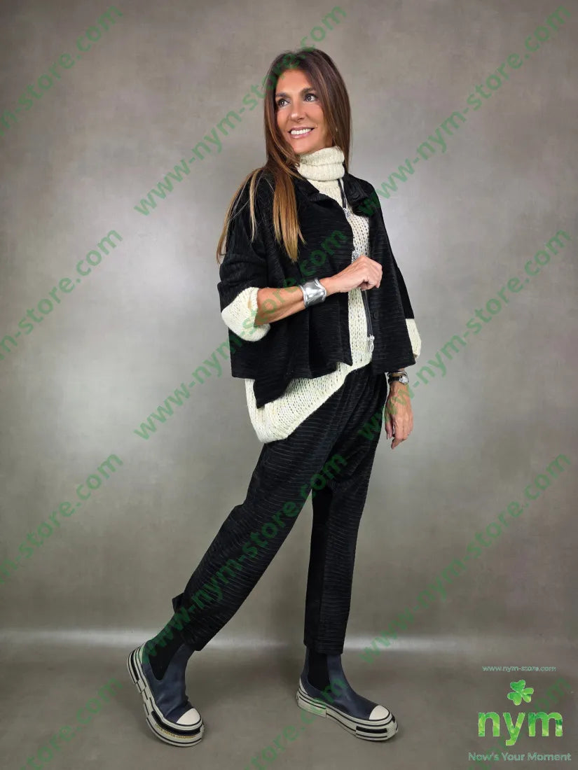 giacca ciniglia millerighe 45pl33vi18co4ea U / NERO / AI25 GIACCA