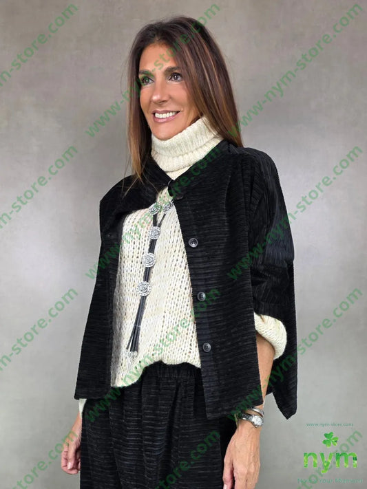 giacca ciniglia millerighe 45pl33vi18co4ea U / NERO / AI25 GIACCA