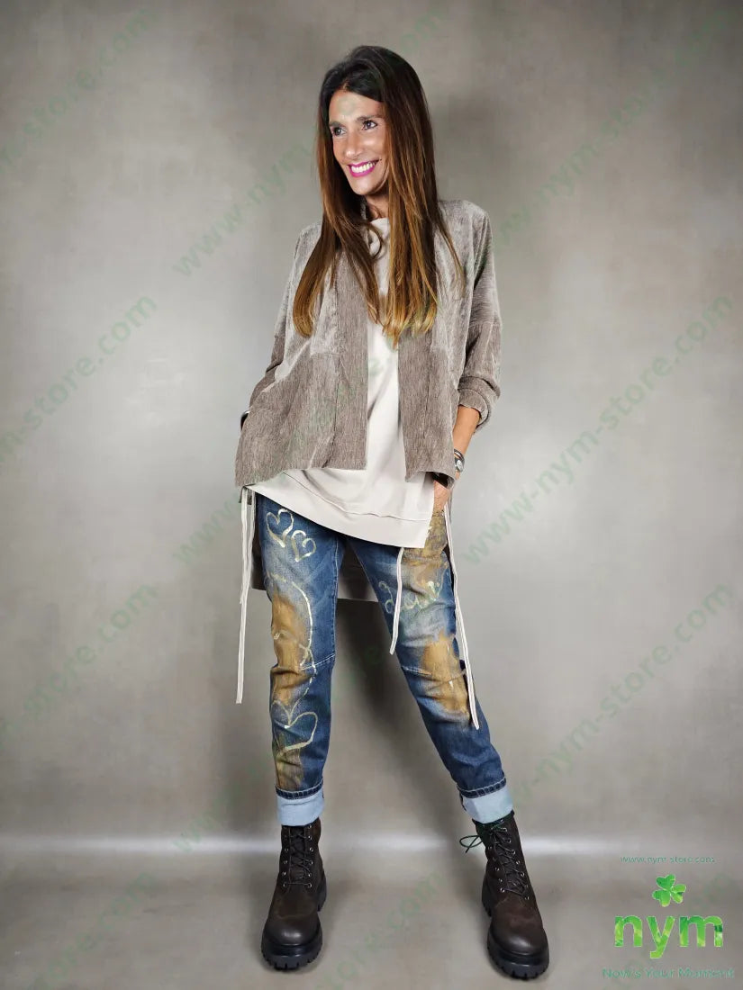 giacca ciniglia senza bottoni 96pl4ea U / FANGO C. / AI25 GIACCA