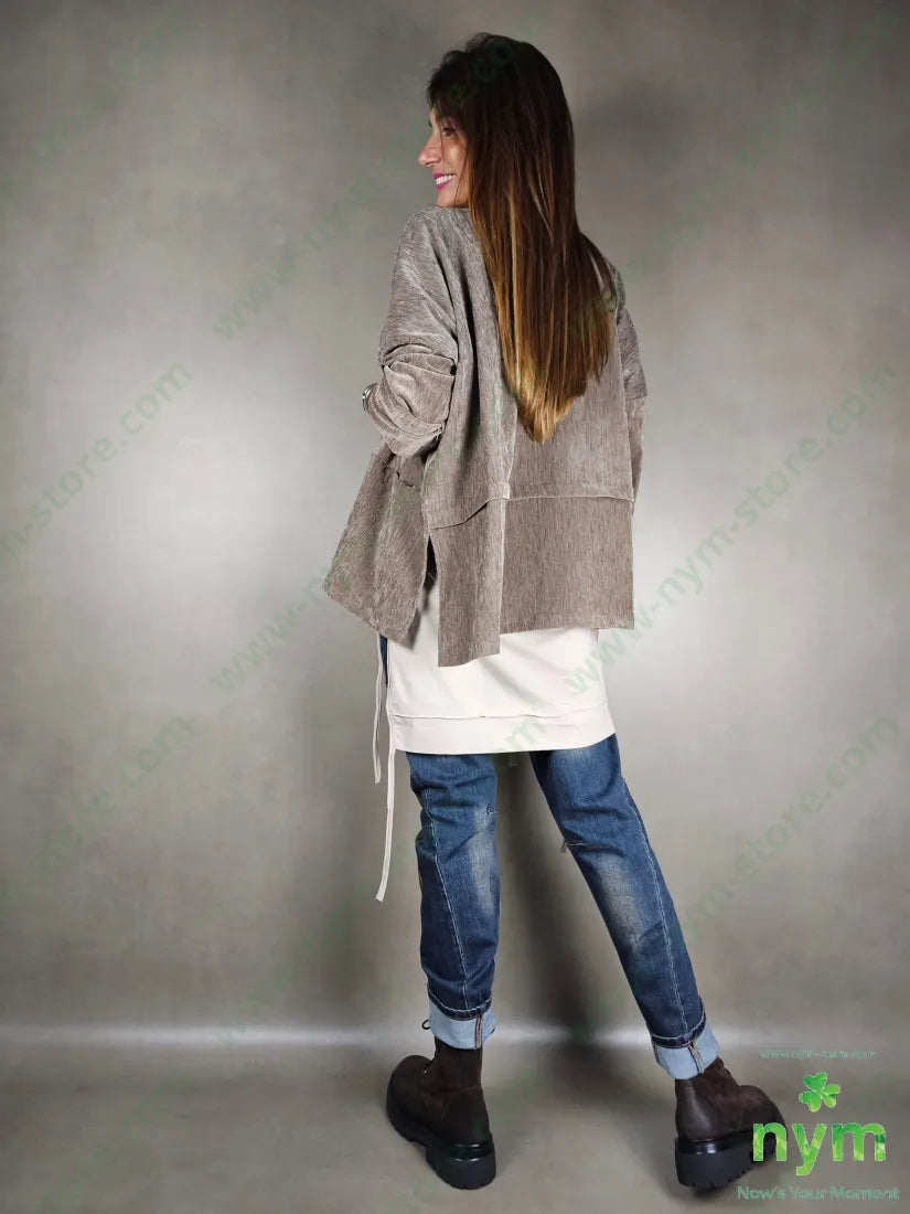 giacca ciniglia senza bottoni 96pl4ea U / FANGO C. / AI25 GIACCA