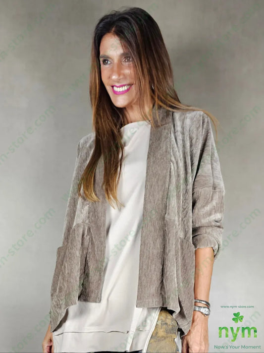 giacca ciniglia senza bottoni 96pl4ea U / FANGO C. / AI25 GIACCA