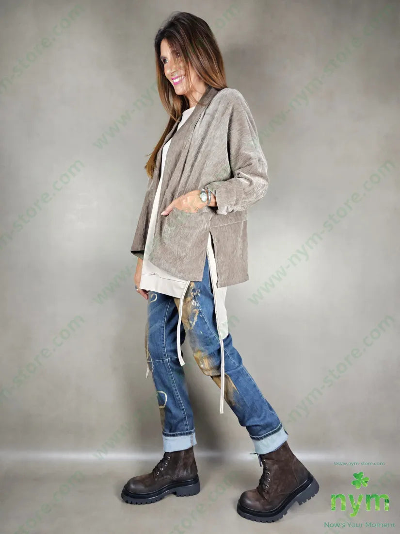 giacca ciniglia senza bottoni 96pl4ea U / FANGO C. / AI25 GIACCA