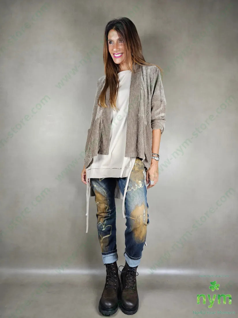 giacca ciniglia senza bottoni 96pl4ea U / FANGO C. / AI25 GIACCA