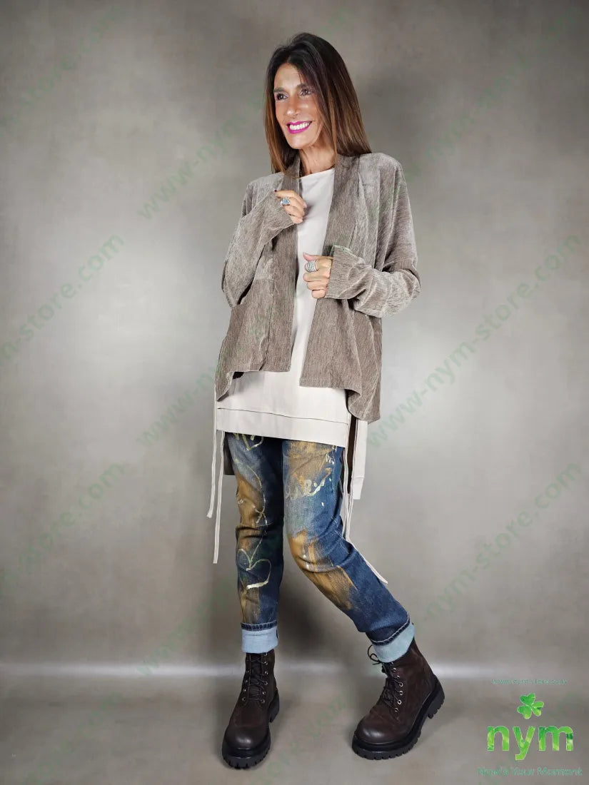 giacca ciniglia senza bottoni 96pl4ea U / FANGO C. / AI25 GIACCA