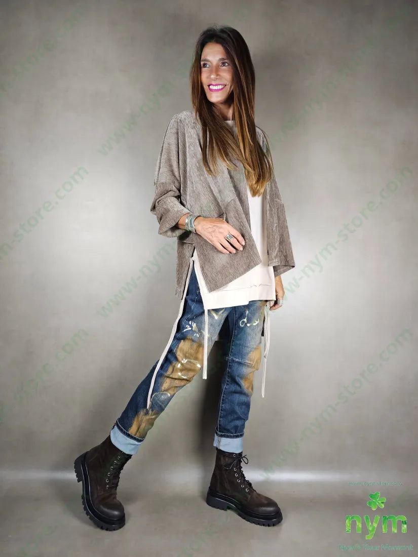 giacca ciniglia senza bottoni 96pl4ea U / FANGO C. / AI25 GIACCA