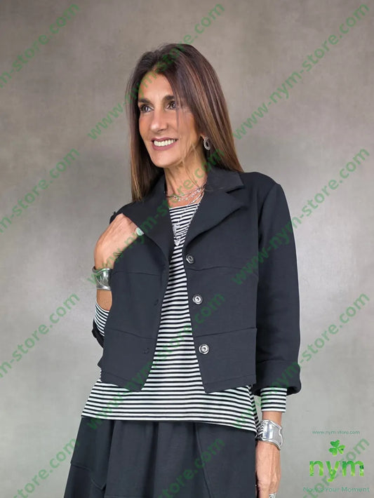 giacca corta trapezio 80co15pl5ea U / NERO / AI25 GIACCA