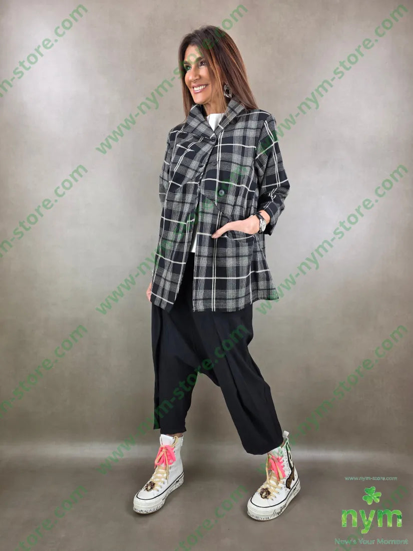 giacca cotone madras over 80co20li U / NERO / PE26 GIACCA