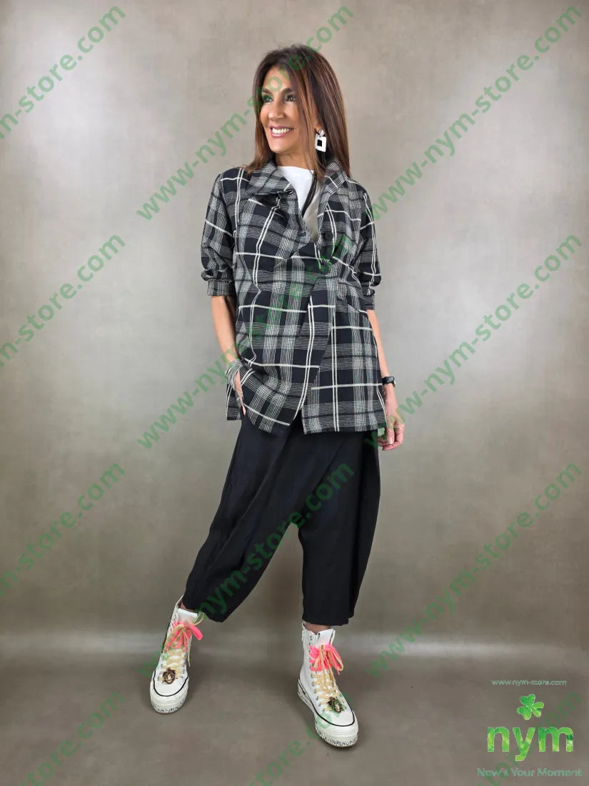 giacca cotone madras over 80co20li U / NERO / PE26 GIACCA