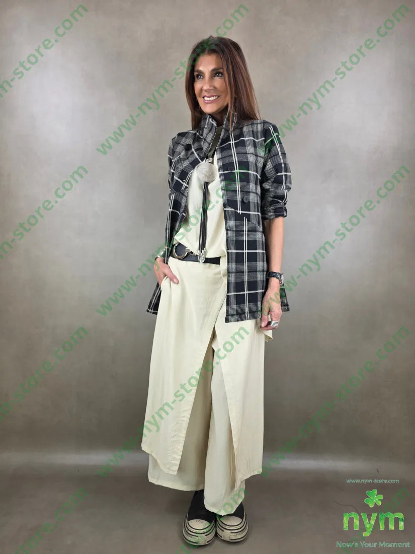 giacca cotone madras over 80co20li - U / NERO / PE26 - GIACCA