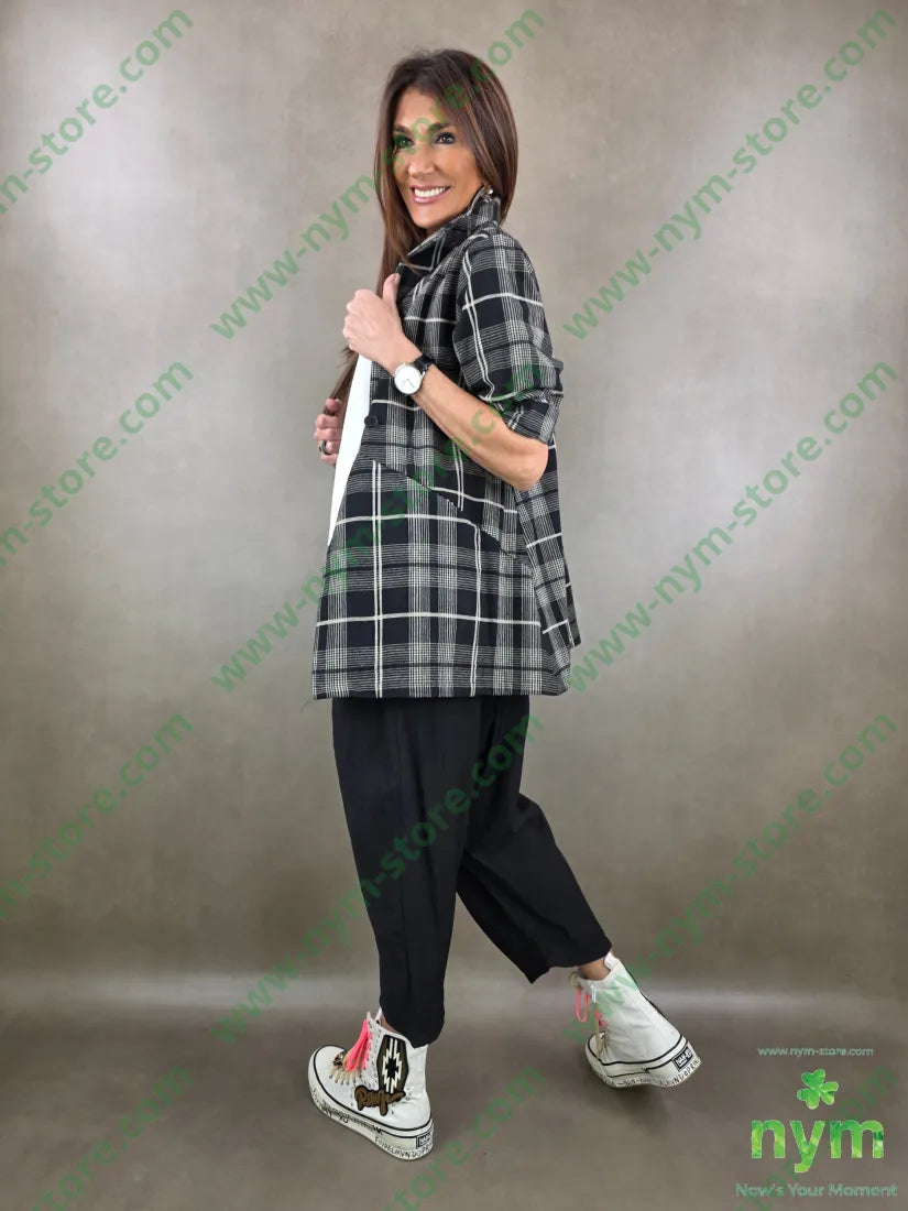 giacca cotone madras over 80co20li U / NERO / PE26 GIACCA