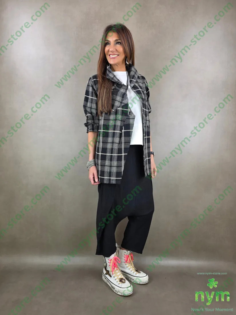 giacca cotone madras over 80co20li U / NERO / PE26 GIACCA