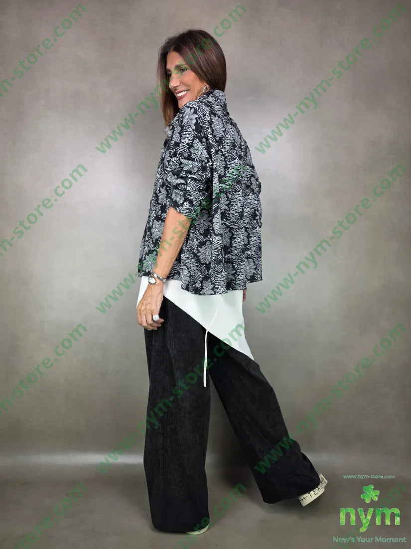 giacca fantasia in maglia 53pl46co1ea U / NERO / AI25 GIACCA