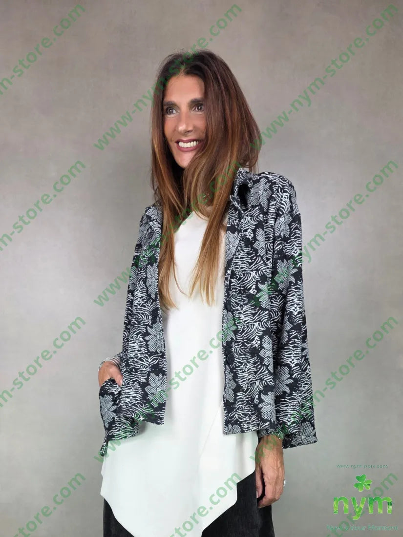 giacca fantasia in maglia 53pl46co1ea U / NERO / AI25 GIACCA