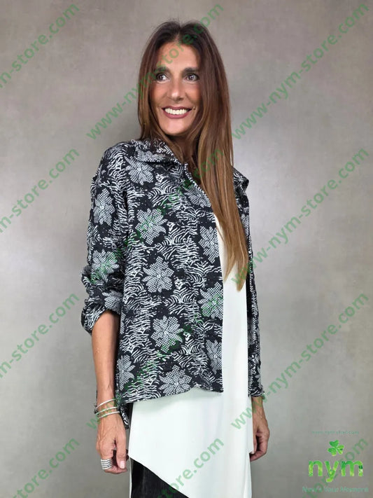 giacca fantasia in maglia 53pl46co1ea U / NERO / AI25 GIACCA