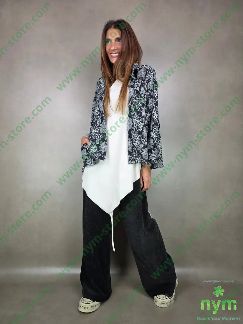 giacca fantasia in maglia 53pl46co1ea U / NERO / AI25 GIACCA