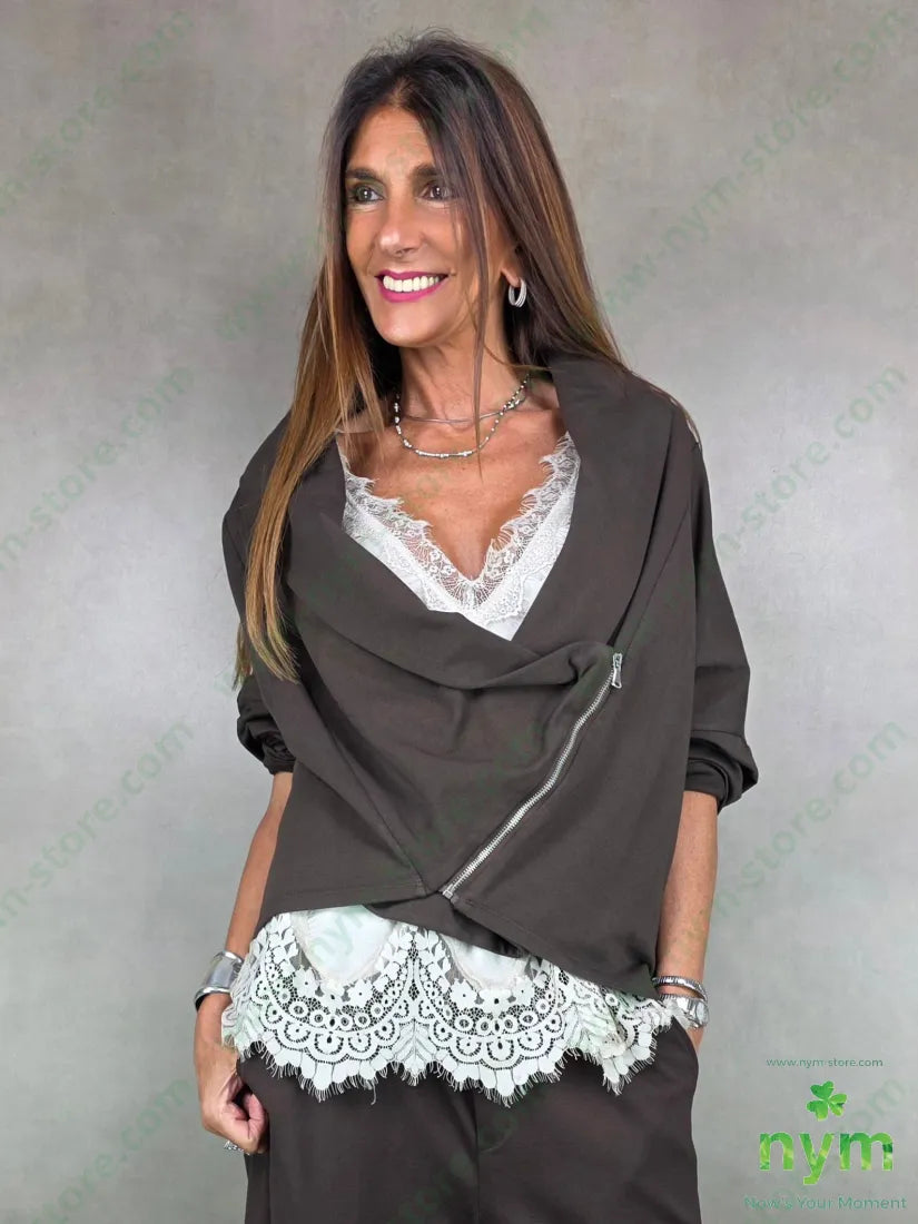 giacca felpa cerniera 95co5ea U / MARRONE / AI25 GIACCA