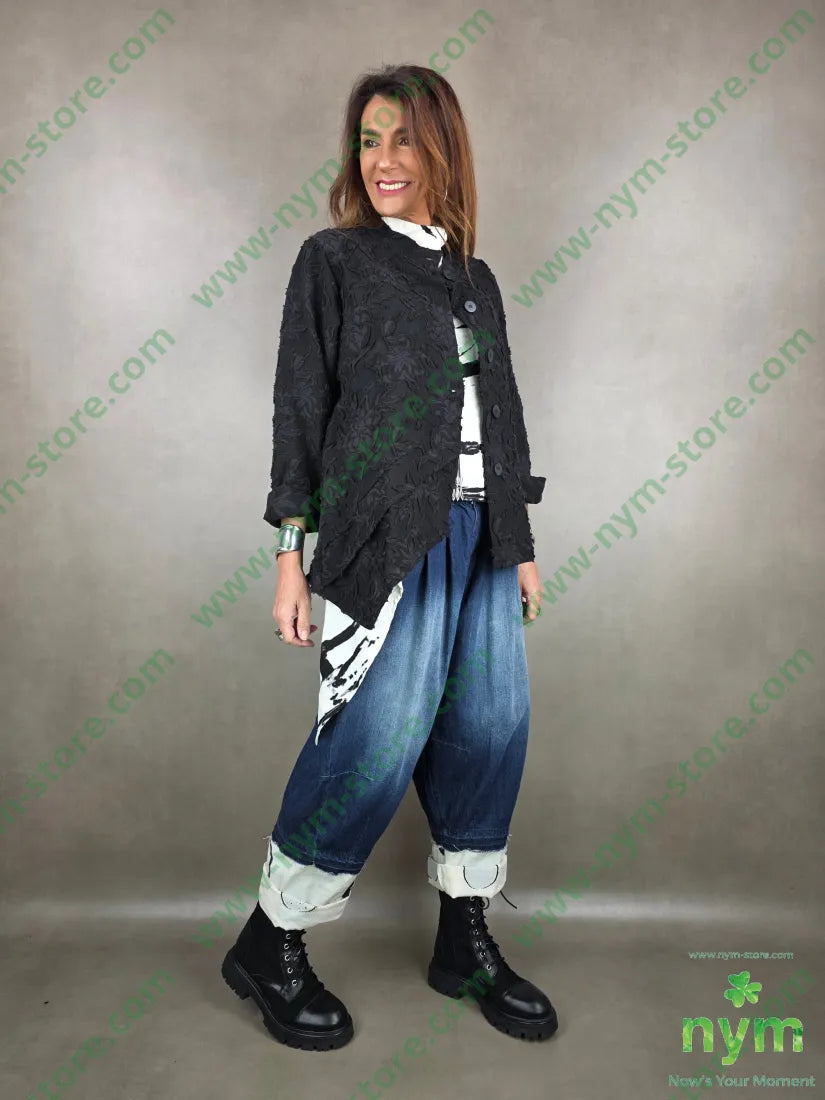 giacca fiore rilievo 58co31vi11pl U / NERO / PE26 GIACCA