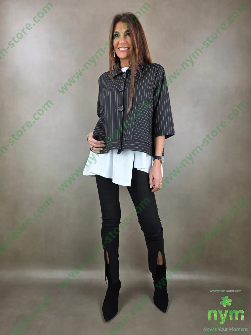 giacca gessata maxi bottoni 95pl5ea U / NERO / PE26 GIACCA