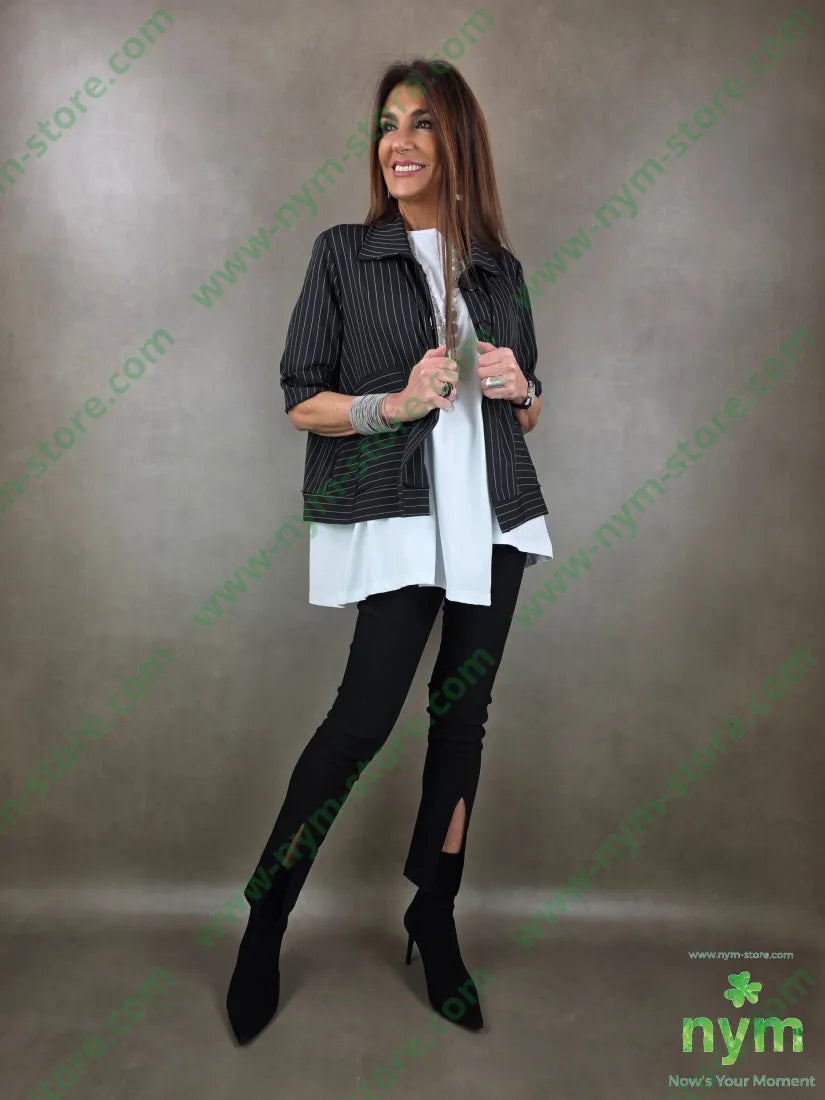 giacca gessata maxi bottoni 95pl5ea U / NERO / PE26 GIACCA