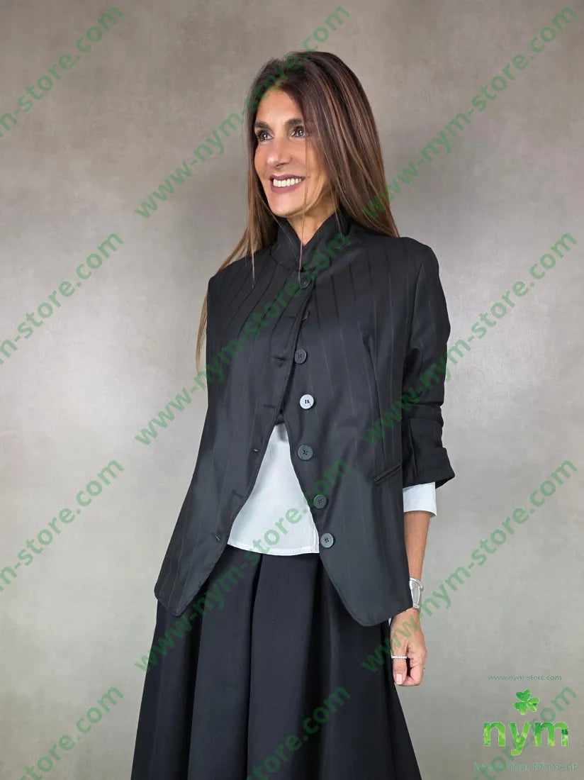 giacca gessata tono su tono U / NERO / AI25 GIACCA