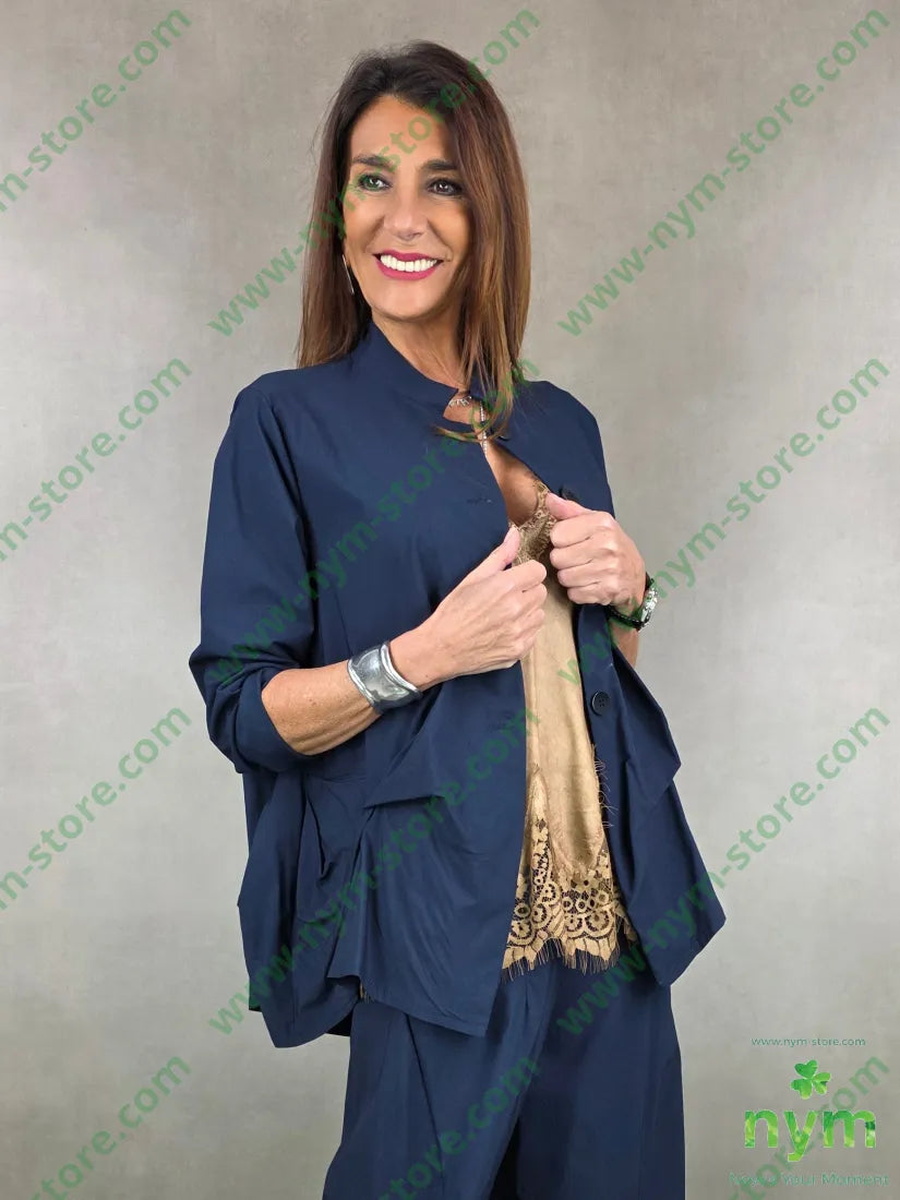 giacca guru pinzata tessuto bengalina 79vi19ny2ea U / BLU / PE26 GIACCA