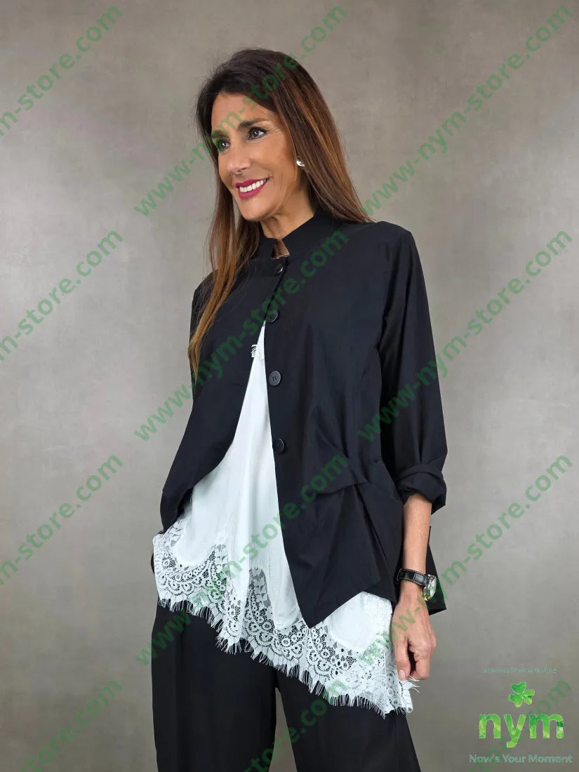 giacca guru pinzata tessuto bengalina 79vi19ny2ea U / NERO / PE26 GIACCA