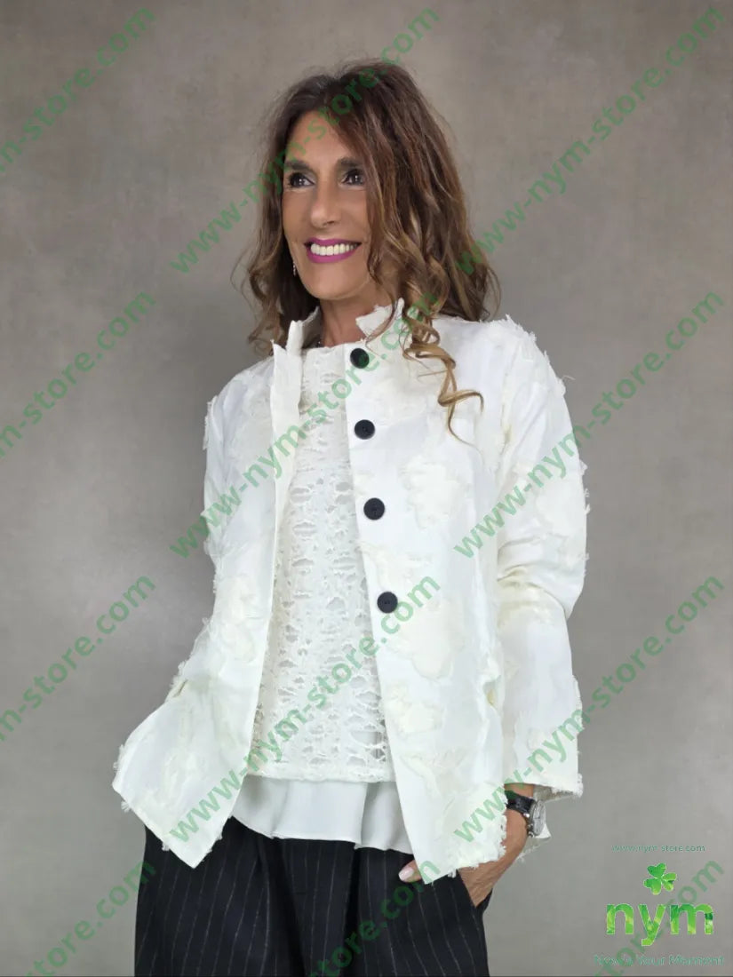 giacca guru tessuto sfrangiato 65vi30ny5ea U / PANNA / AI25 GIACCA