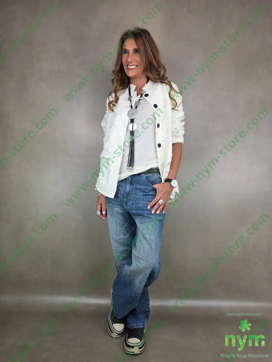 giacca guru tessuto sfrangiato 65vi30ny5ea U / PANNA / AI25 GIACCA