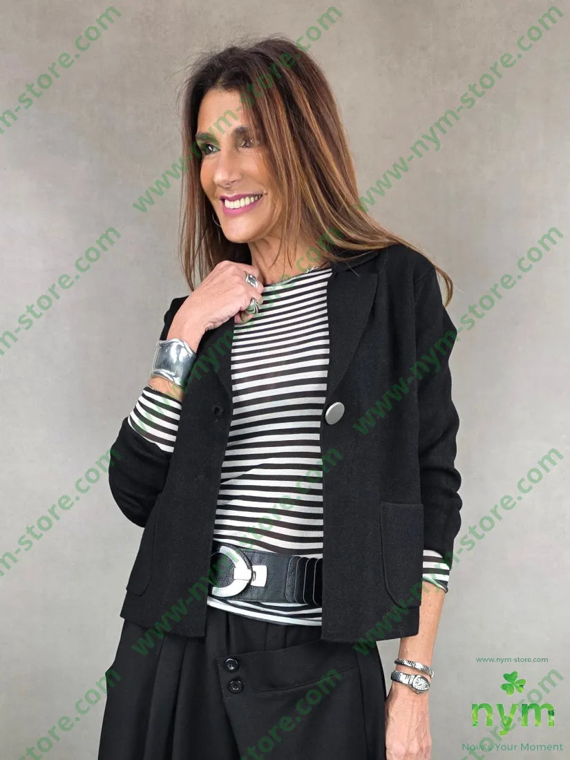 giacca in maglia bottoni metallo 50vi30pa20pl U / NERO / AI25 GIACCA