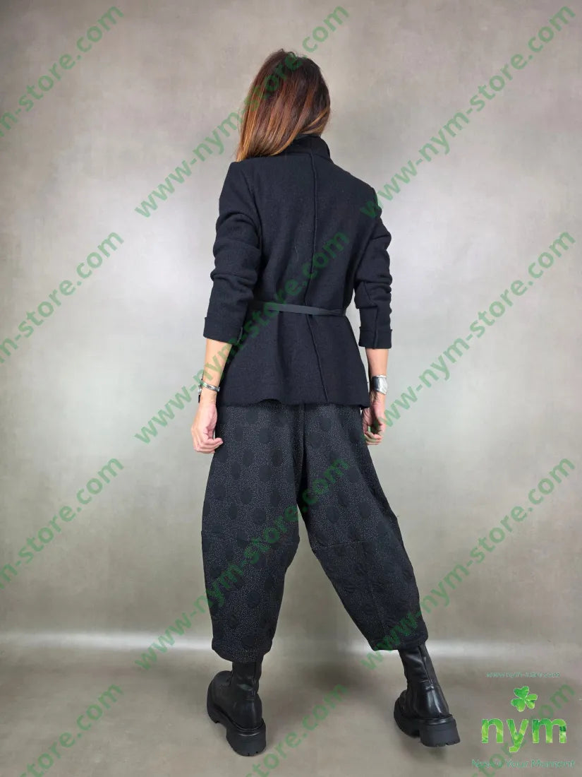 giacca lana vergine cinturino 100wo U / NERO / AI25 GIACCA