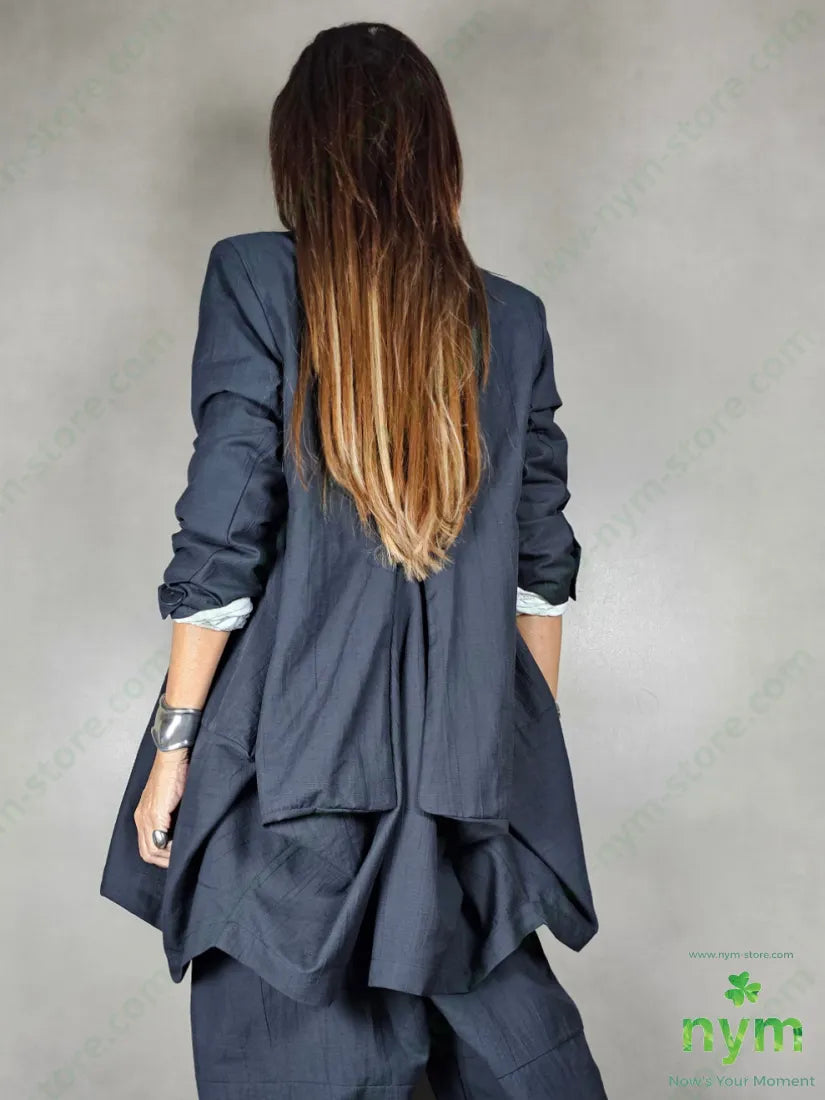 giacca lino balze dietro 51pl40co9li GIACCA