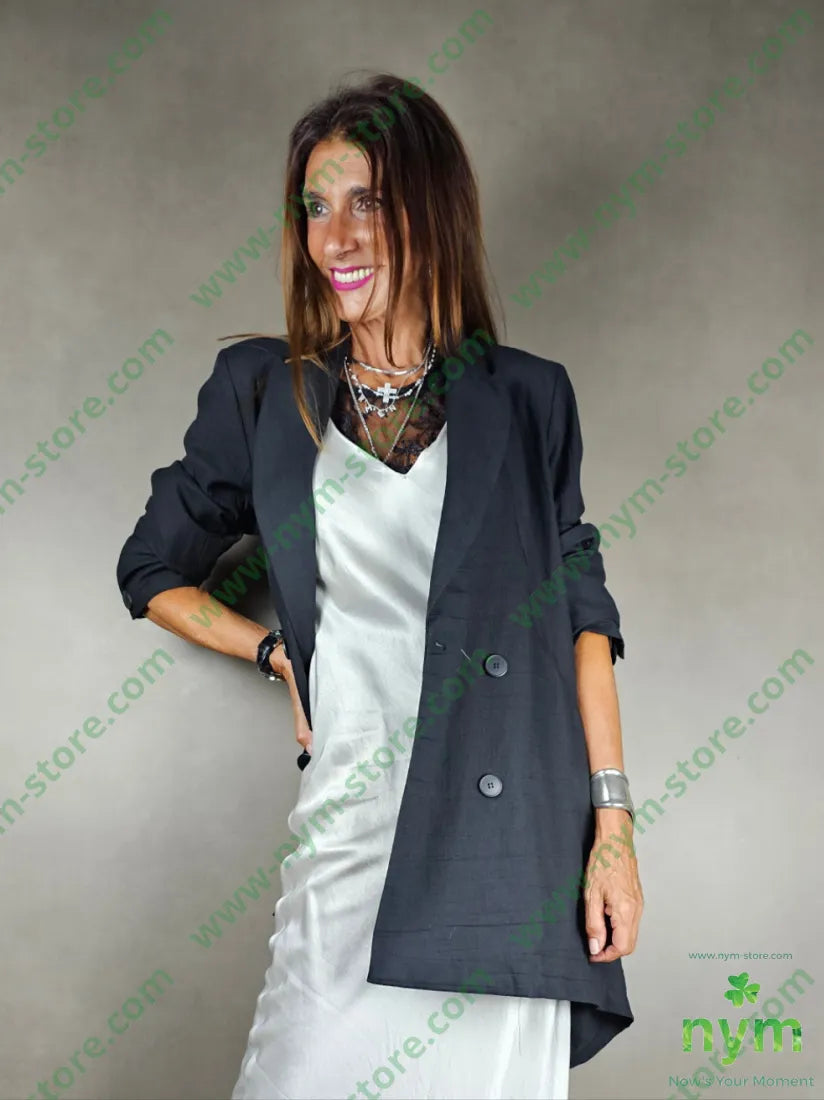 giacca lino balze dietro 51pl40co9li GIACCA