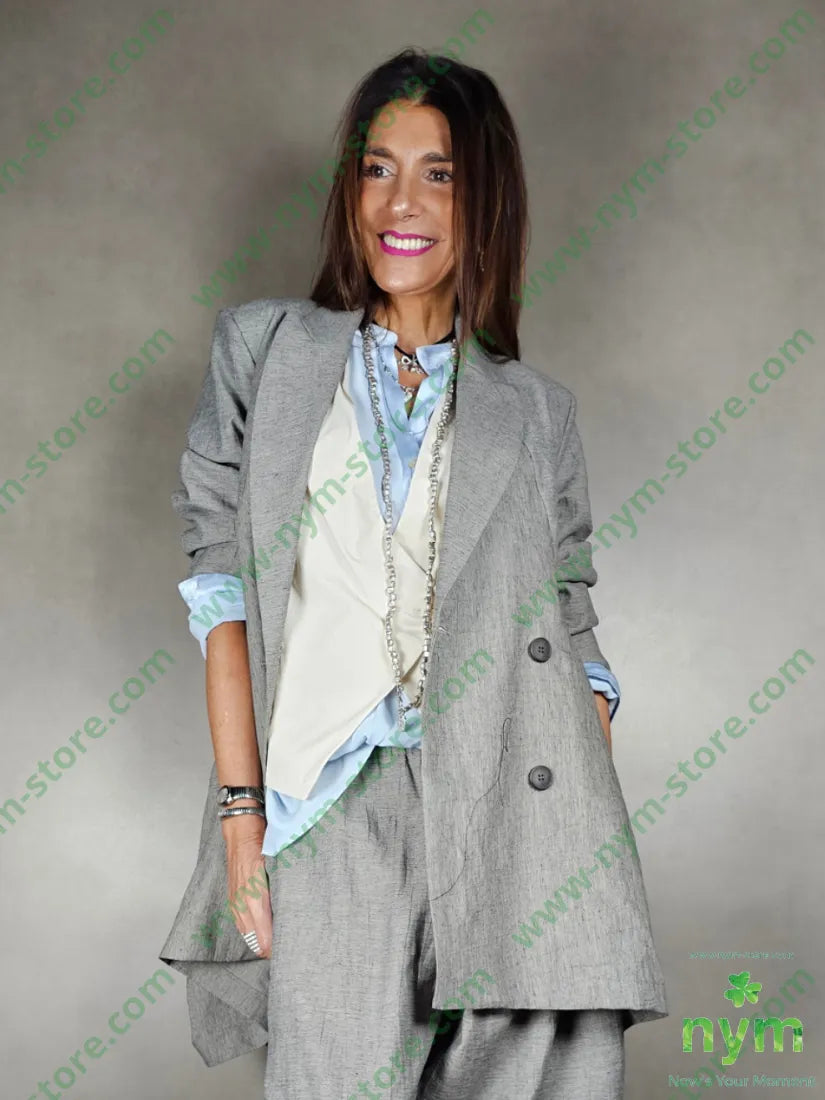 giacca lino balze dietro 51pl40co9li U / FANGO / PE25 GIACCA