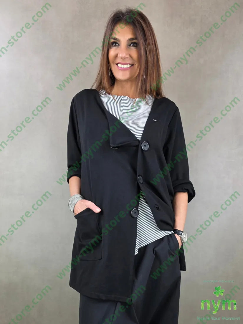 giacca maxi bottoni 52co8ea40ny - U / NERO / PE26 - GIACCA
