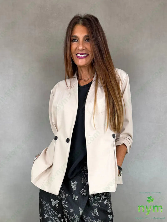 Giacca punto roma con pieghe 66vi30pa4ea - U / BEIGE / AI26 - GIACCA