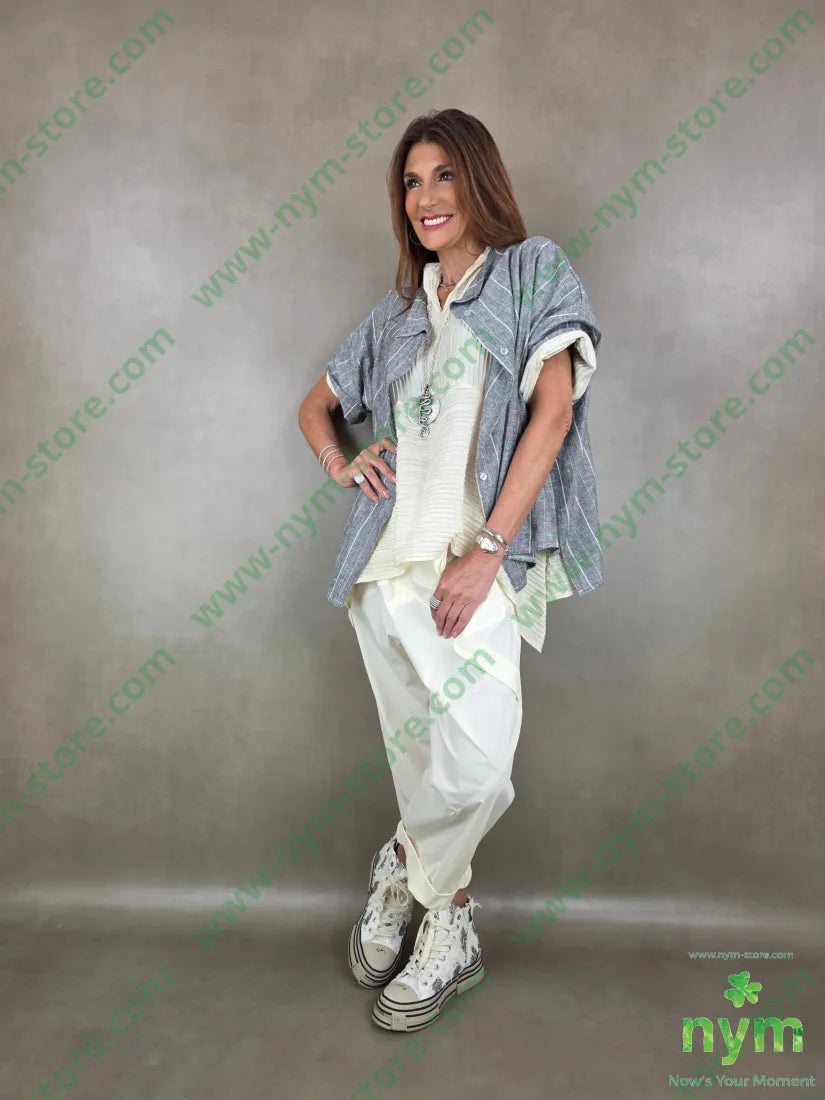 giacca quadrata misto lino gessato 55li45vi - GIACCA