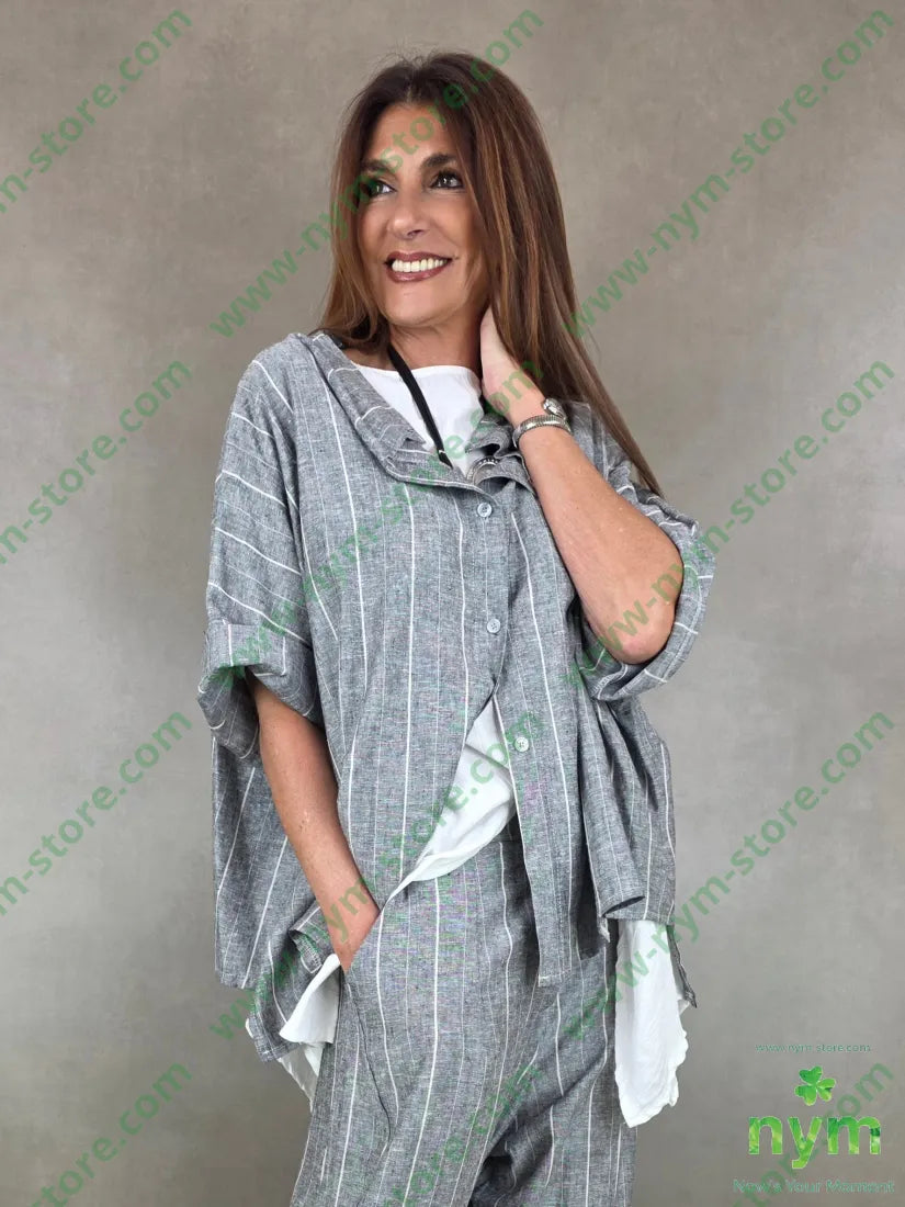 giacca quadrata misto lino gessato 55li45vi - U / GRIGIO C. / PE26 - GIACCA