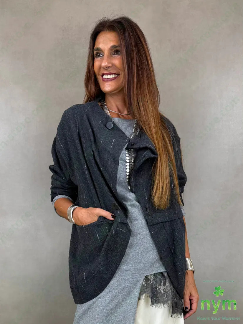 giacca riga ricamata 80co20pl - GIACCA
