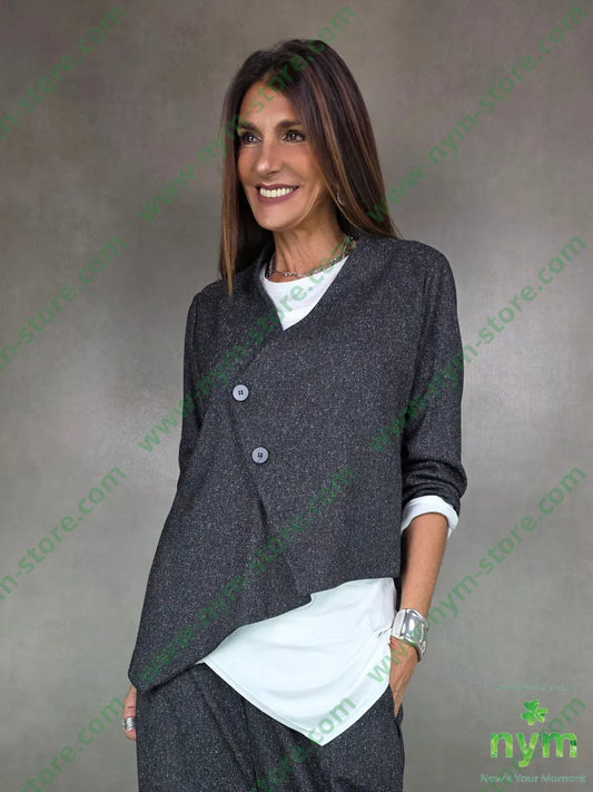 giacca sale e pepe asimmetrica 70pl27vi3ea U / ANTRACITE / AI25 GIACCA