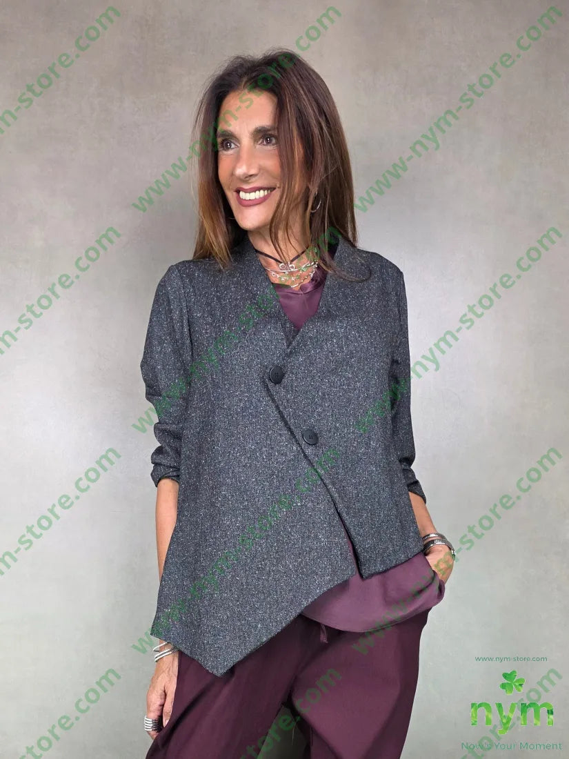 giacca sale e pepe asimmetrica 70pl27vi3ea U / ANTRACITE / AI25 GIACCA