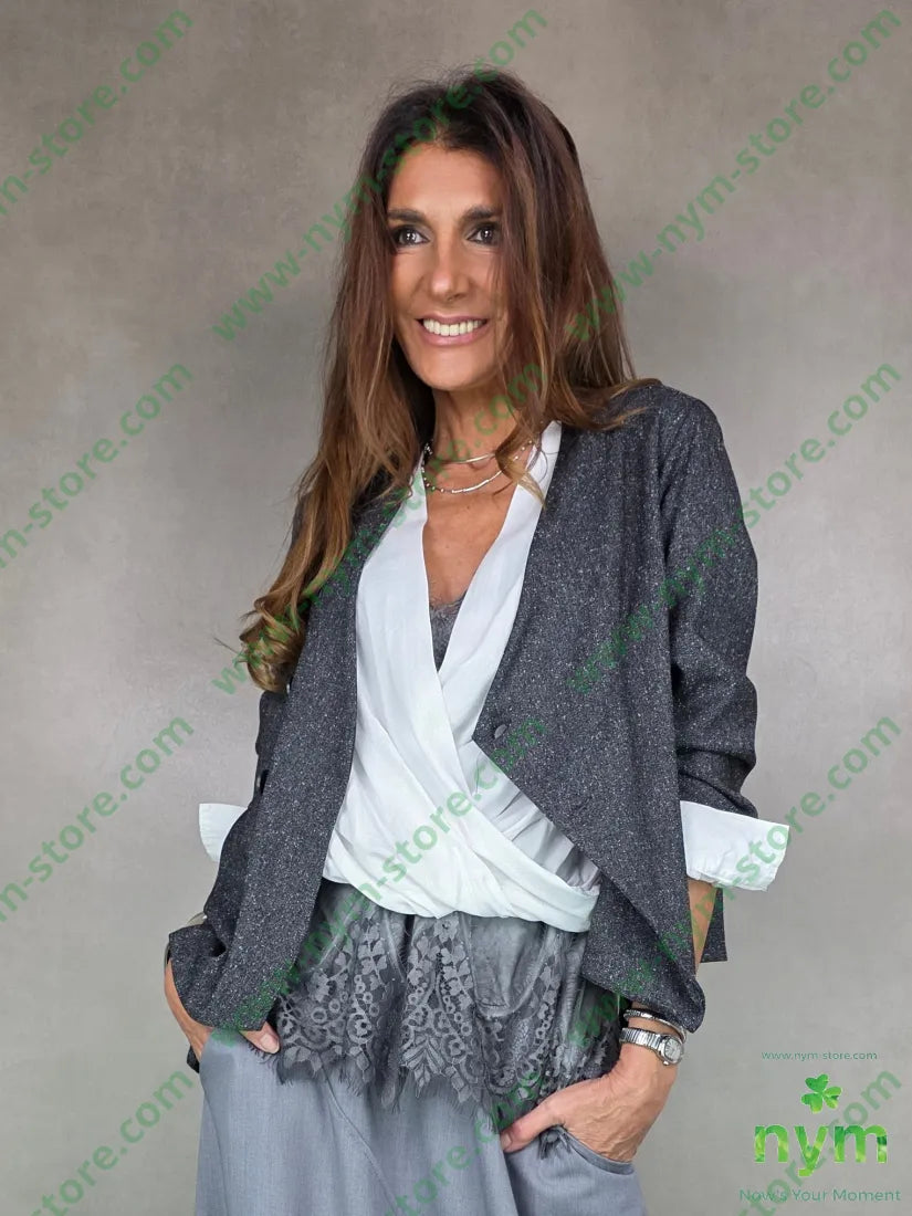 giacca sale e pepe asimmetrica 70pl27vi3ea U / ANTRACITE / AI25 GIACCA