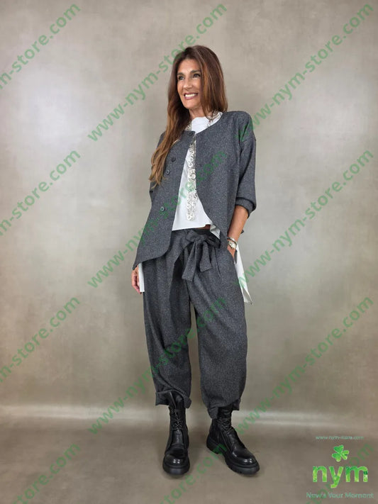 giacca sale e pepe senza collo 70pl27ra3ea - GIACCA