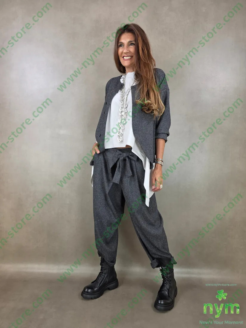giacca sale e pepe senza collo 70pl27ra3ea - GIACCA