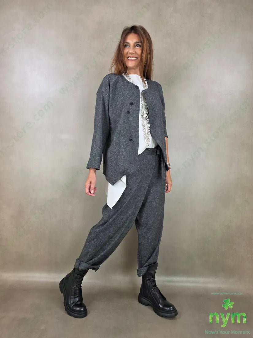 giacca sale e pepe senza collo 70pl27ra3ea - GIACCA